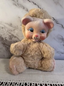 Vintage Rushton Rubber Face Plush Teddy Bear Smiling Tan 8” - Picture 1 of 6