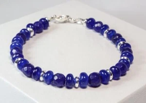BRACCIALE CYNTHIA LYNN "INDACO SERA" ARGENTO 925 ZAFFIRO SETTEMBRE PIETRA NASCITA - Foto 1 di 1