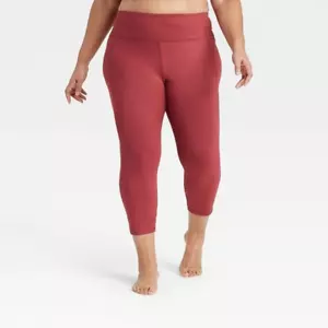 All in Motion Capri Leggings – Women’s Plus Size 4X, Mid-Rise, Cranberry Pull-On - Picture 1 of 10