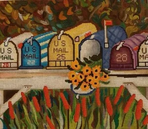 Needlepoint Handpainted Cooper Oaks Mailboxes 14x12 - Picture 1 of 4