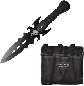 Juego de 6 lanzadores de calaveras Renegade 10 cm hoja negra mango ABS con funda RT125 NUEVO - Imagen 1 de 1