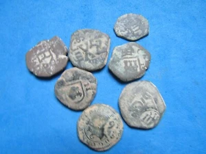 SCHÖN!!! Lot (7) Spanish Cobb Pirate Coins - Bild 1 von 3