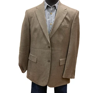 46L GEOFFREY BEENE SPORT COAT NEW BROWN Gray blazer suit jacket 100% Lambs Wool - Picture 1 of 12