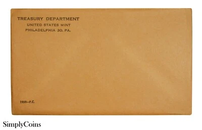 1959 Proof Set Silver Coins US Mint Coin Lot Original Envelope COA MQ - Image 1 of 4