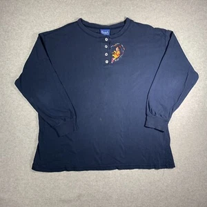 VTG Disney Winnie the Pooh & Tigger Shirt XL Long Sleeve Navy Blue Embroidered - Picture 1 of 18