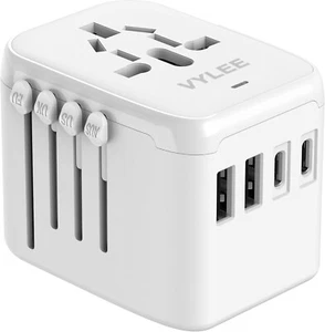 VYLEE 5-in-1 Universal Travel Plug Adapter w/ USB-C & USB-A – Global Use - Foto 1 di 10
