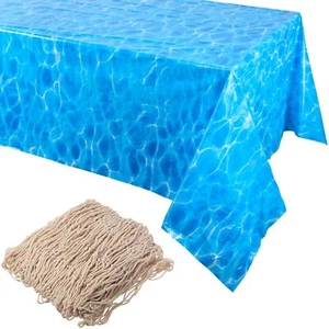 Ocean Tablecloth Ocean Table Cover Fish Net Decorations 54 x 108 Inch Underwa... - Picture 1 of 7