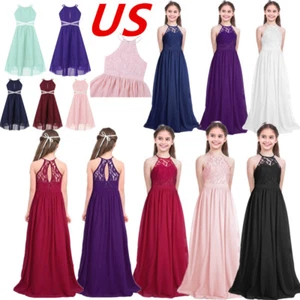 Kids Girls Dresses Evening Gown A-Line Princess Pageant Gown Wedding Flower - Picture 1 of 109