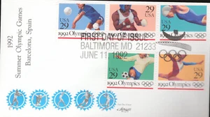 FDC 1992 - Scott # 2637-41 - Juegos Olímpicos de Verano - en una sola portada - Artmaster - Imagen 1 de 1