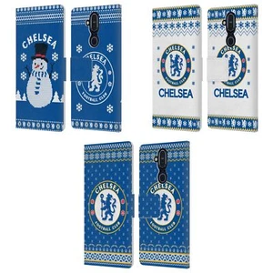 CHELSEA FOOTBALL CLUB CHRISTMAS JUMPER LEATHER BOOK CASE FOR MICROSOFT PHONES - Picture 1 of 8