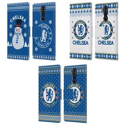 CHELSEA FOOTBALL CLUB CHRISTMAS JUMPER LEATHER BOOK CASE FOR MICROSOFT PHONES - Image 1 of 4