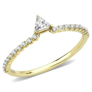 14k Yellow Gold Plated Solitaire Triangle Midi Stack Ring - Picture 1 of 5