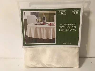 Target Classic Tidings White Floral Round Tablecloth 70" Christmas 2010 - Image 1 of 4