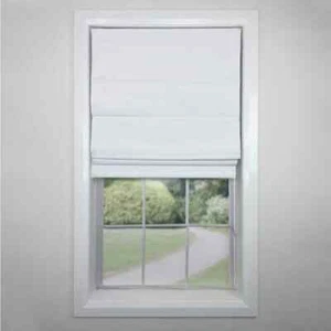 Ivory Cordless Blackout Polyester/Linen Roman Shades - 32 in. W x 63 in. L - Picture 1 of 4
