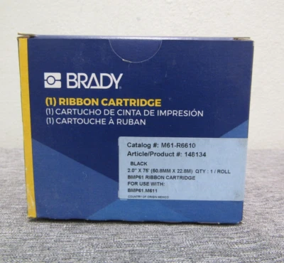 Cartucho de cinta para impresora de etiquetas Brady: 2 pulgadas x 75 pies, negro modelo: M61-R6610 Foto 1 de 4