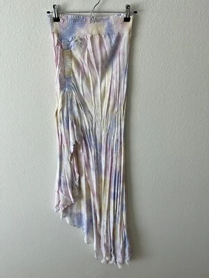 YFB Young Fabulous Broke Blue Tie Dye Ruched Asymmetrical Ruffle Skirt L - Image 1 of 4