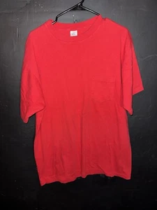 VTG 90s Towncraft Blank Plain Pocket Shirt Mens 2XL Red Single Stitch Sleeve USA - Picture 1 of 8