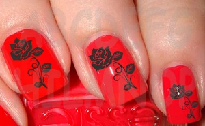 60x Water decals ROSA NERA UNGHIE BLACK ROSE NAIL ART ADESIVI STICKER TATTOO - Imagen 1 de 1