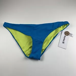 Hurley Solid Rvsb Moderate Bikini Bottom Womens Medium Blue Green Beach Swimwear - Picture 1 of 7