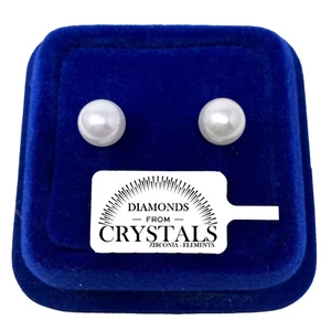 Pendientes De Perla Botón Pl. Oro Blanco 18k Con Perlas Zirconio 6 - 12mm - Imagen 1 de 9