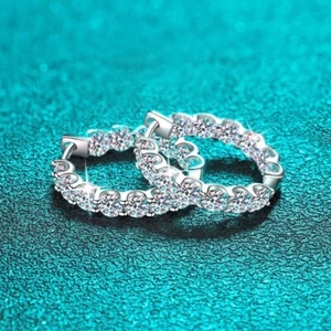 1.3ct Hoop Earrings Rose Gold Diamond Test Pass Lab-Created VVS1/D/Excellent - Picture 1 of 5
