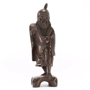 Vintage 1950er geschnitzter Palisander Shou Lao chinesischer unsterblicher Gott der Langlebigkeit 6,5 Zoll - Bild 1 von 18