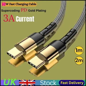 PD 60W Typ C auf Typ C Schnell Ladekabel Geflochten USB Kabel 2M & 3M für Samsung - Bild 1 von 9