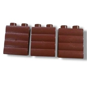 Lego -  Lot of  (3) Duplo LOG PROFILE WOOD WALL PLANK BRICK  18783 Reddish Brown - Picture 1 of 2