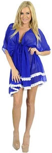 LA LEELA Women's Plus Size Swimsuit Cover Up Swimwear Kimono US 14-18 Blue_L651 - Picture 1 of 3