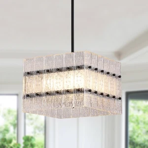 Modern Black Crystal Chandelier for Dining Room,Contemporary Square Water Rip... - Picture 1 of 8