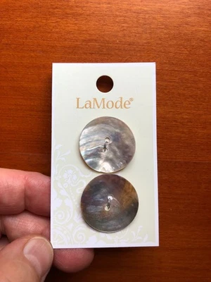 Set of 2 Pearly Shell Round Buttons 1" wide by La Mode - Sew Through - Image 1 of 2