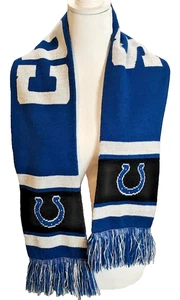 NFL Indianapolis Colts Double Sided Commemorative Knit Scarf with Fringe - Picture 1 of 6