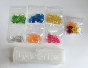 90 Lite Brite Pegs Multi Color Shapes Square Round and Storage Case Hasbro - Picture 1 of 7