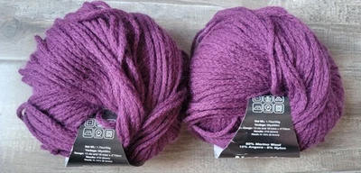 Lote de 2 hilos voluminosos púrpura lana merino angora S. Charles Natalia Foto 1 de 2