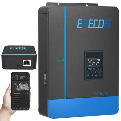 EDECOA Wechselrichter Hybrid Inverter 48V 6200W MPPT 110A PV 55-450VDC WIFI WLAN