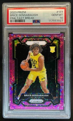 2023-24 Prizm Brice Sensabaugh RC Prizm Fast Break Pink #48/50 Jazz PSA 10 - Image 1 of 2