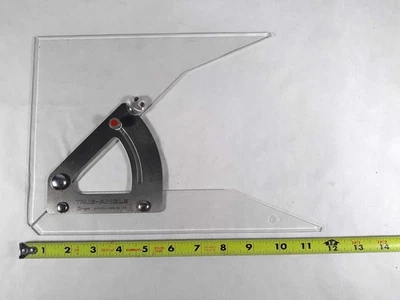 BLUNDELL HARLING STAINLESS CLEAR ANGLE ADJUSTABLE DRAFTING TRIANGLE PROTRACTOR - Image 1 of 2