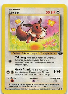 Eevee 51/64 Jungle Common Unlimited MP Pokémon TCG - Image 1 of 2
