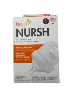 Boon Nursh Reusable Silicone Pouch Baby Bottle Air-Free Feeding White 118ml/4oz - Picture 1 of 5
