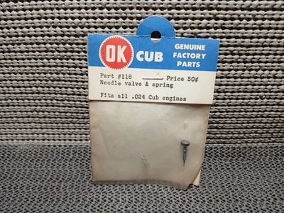 OK CUB .024*MODEL AIRPLANE ENGINE PART #118*NEEDLE VALVE & SPRING*SP*NOS*SAI - Image 1 of 4