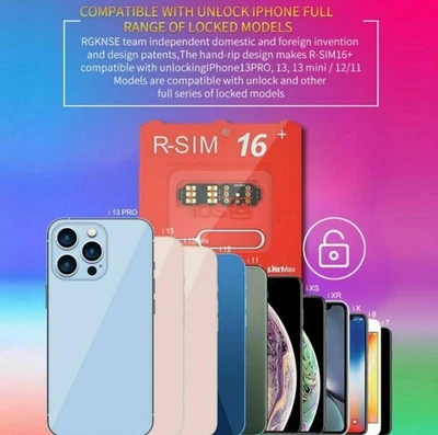 2021 R-SIM16+ Nano Unlock RSIM Card For iPhone 13 12 11 Pro Max XR X 8 7 iOS15 - Image 1 of 4