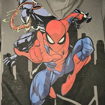 Marvel Spiderman Venom Hoodie Kids Size 10/12 Gray Superhero - Image 1 of 4