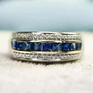 4Ct Round Lab Created Sapphire Cluster Engagement Ring 14K White Gold Plated - Picture 1 of 8