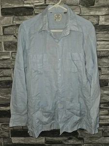 Adolfo Men's Size XL Linen Cotton Blue L/S Button Down Shirt - Picture 1 of 10