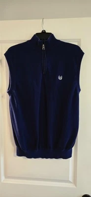 Chaps свитер жилет мужской большой хлопок темно-синий 1/4 молнии вязаный пуловер гольф, ходить - Изображение 1 из 4