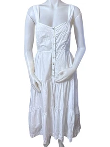 Madewell Lochmuster weiß Knopfleiste ärmellos Stufen Midi Baumwolle Kleid Größe 6 - Bild 1 von 10