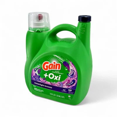 Detergente líquido para ropa Gain + Oxi Moonlight Breeze 159 cargas, 170 fl oz Foto 1 de 3