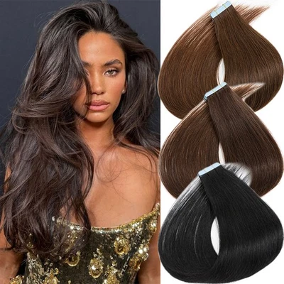 CLEARANCE Double Sided Tape In Remy Human Hair Extensions Traceless Skin Weft - Image 1 of 4