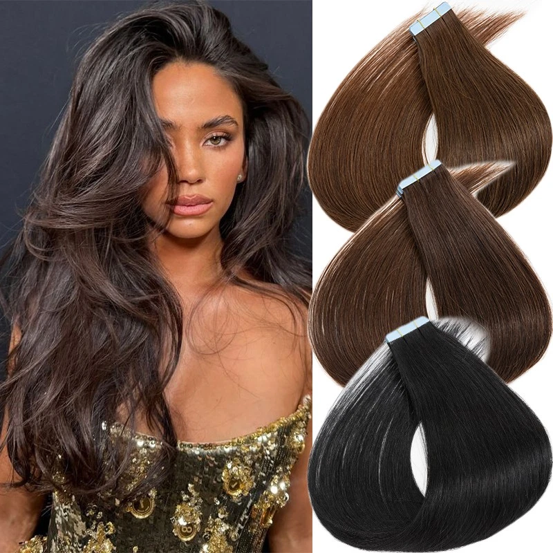 LIQUIDACIÓN Cinta de Doble Cara en Extensiones de Cabello Humano Remy Trama de Piel Sin Rastro Foto 1 de 4