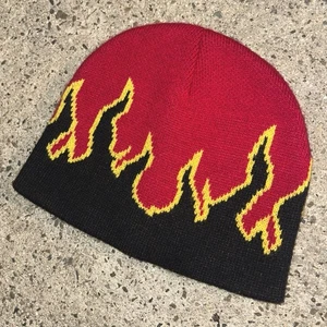 Vintage Fire Flame Beanie AOP 90s Y2K Grunge Snowboard Skate Surf Jnco Herren - Bild 1 von 7